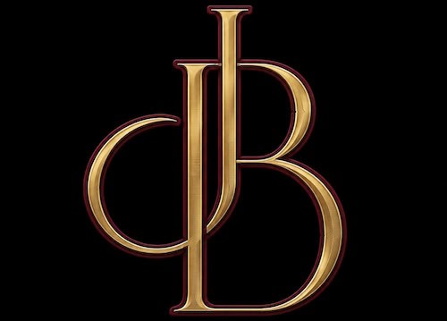 Elegant gold monogram logo with intertwined letters JB